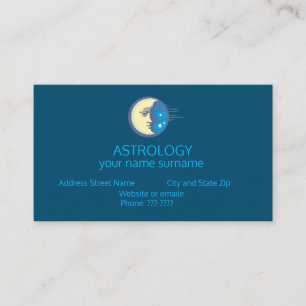 Cartão de visita da Astrologia Zodiac Lua e Estrel