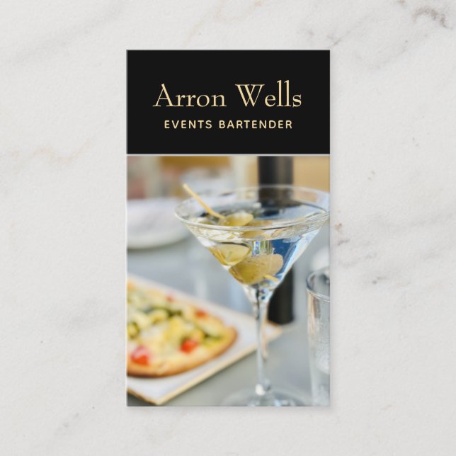 Cartão de visita da Bartender de Eventos (Frente)