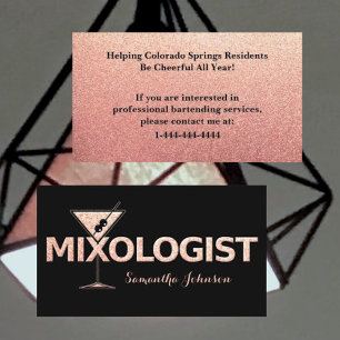 Cartão de visita da Bartender Glitter Dourada Pret