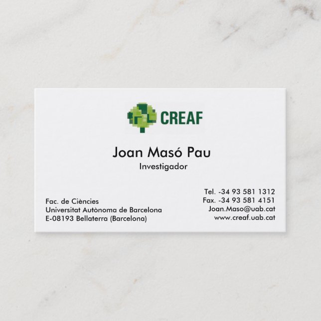 Cartão de visita da equipe de MiraMon (Frente)