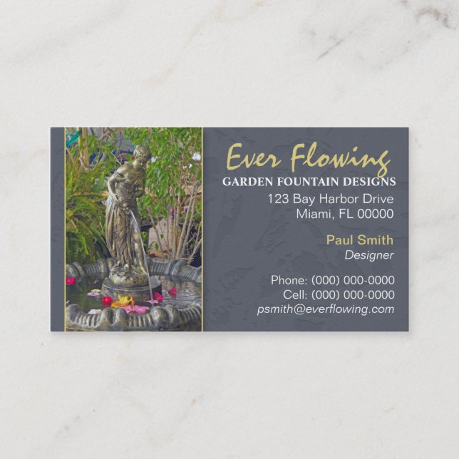 Cartão de visita da fonte do jardim (Frente)