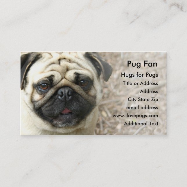 Cartão de visita da foto do Pug (Frente)