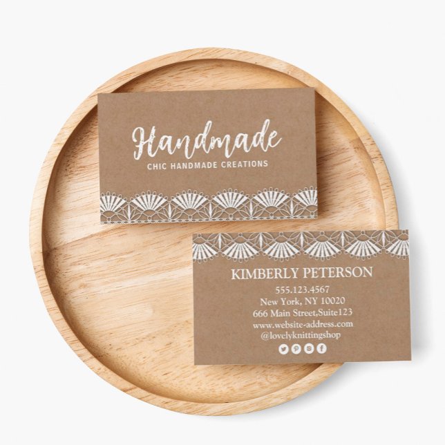 Cartão de visita da Kraft Rustic Feita à Mão (#SocialMedia #tailor #homemade #kraftcard #whiteandcraft #simpleminimal #script #craftpaper)