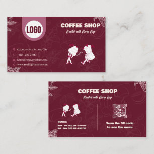 Cartão de Visita da Maroon Coffee Shop