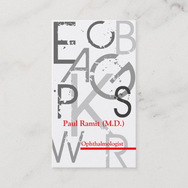 Cartão de visita da nomeação do oftalmologista (Frente)