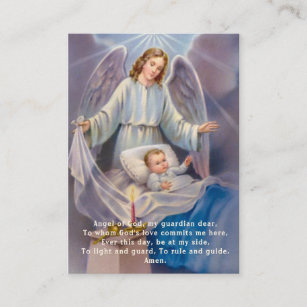Cartão De Visita Da oração baptismal do anjo da relembrança do bebê