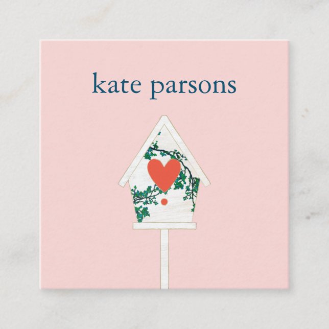 Cartão de visita da Praça de Birdhouse do Coração  (Frente)