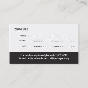 Cartão de visita da referência da optometria