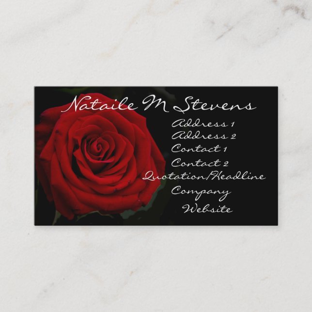 Cartão de visita da rosa vermelha (Frente)