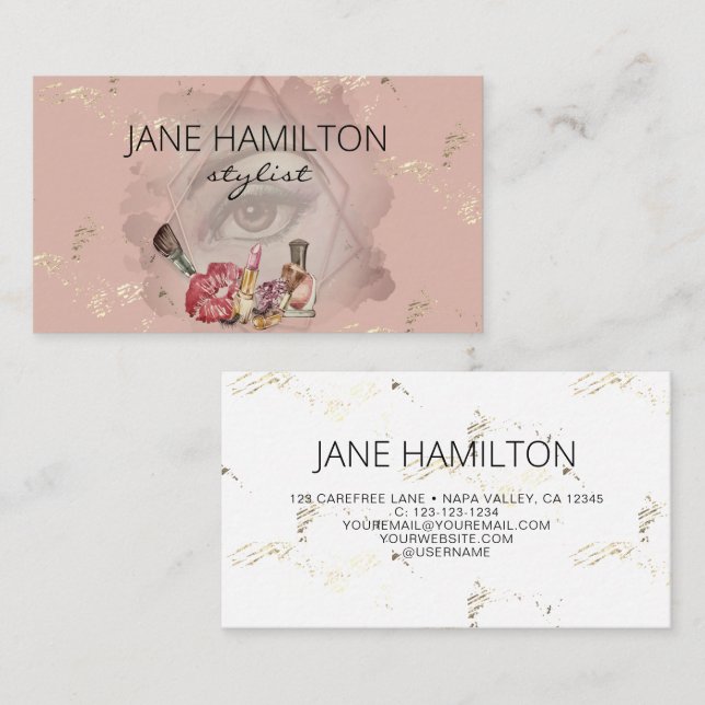 Cartão de visita da Stylist Beauty Makeup Lashes (Frente/Verso)