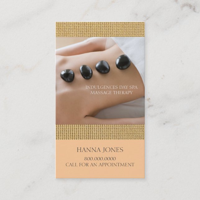 Cartão de visita da terapia da massagem dos termas (Frente)