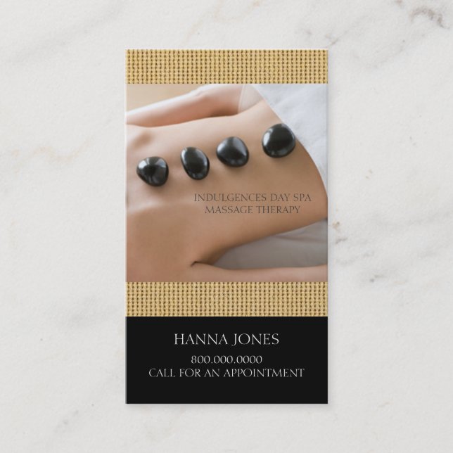 Cartão de visita da terapia da massagem dos termas (Frente)