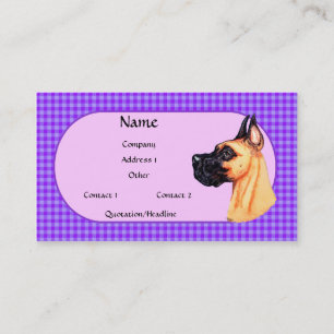 Cartão de visita da verificação de great dane d