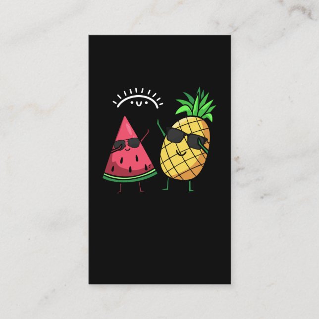 Cartão De Visita Dabbing Watermelon Pineapple Kawaii Frutas de Verã (Frente)