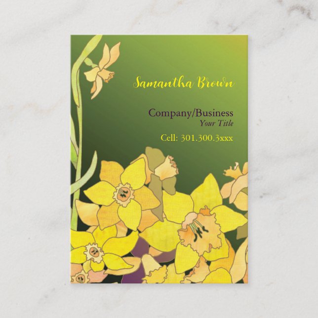 Cartão De Visita Daffodils Hip Fashion elegante (Frente)