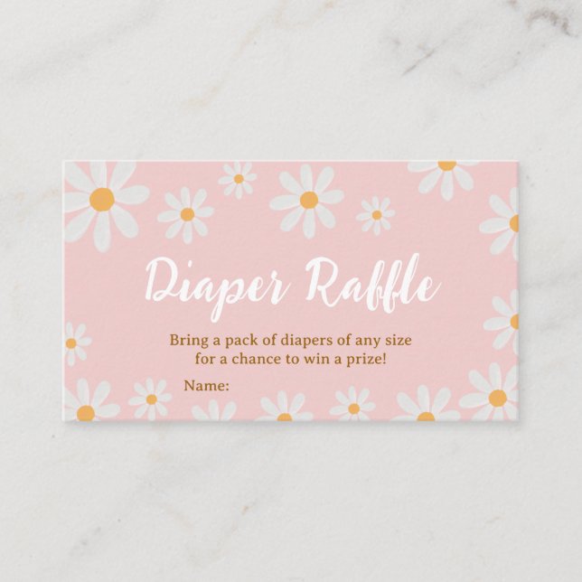 Cartão De Visita Daisy Chá de fraldas Raffle (Frente)