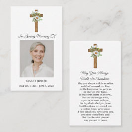 Cartão De Visita Daisy Cross Memorial Photo Funeral Prayer Card