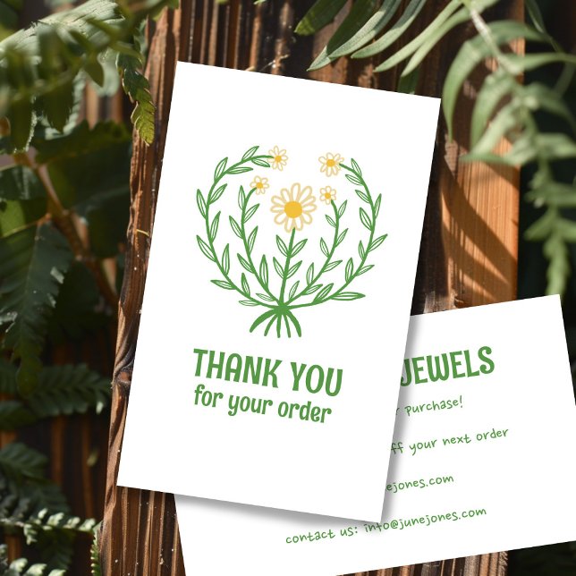 Cartão De Visita Daisy Floral Logo Chic Eleging Order Obrigado (Daily Floral Logo Chic Elegant Order Thank You for your Order Packaging Business Card
)