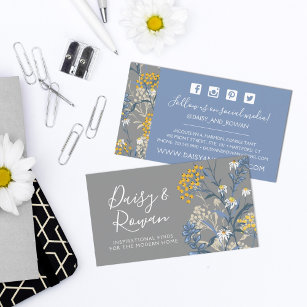 Cartão De Visita Daisy & Yellow Rowan Berries Floral Social Media