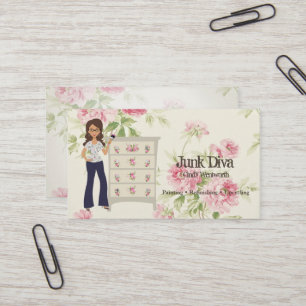 Cartão De Visita Dama Pincel Flor Dresser Rosas Shabby