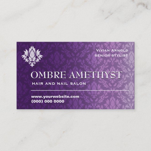 Cartão De Visita Damasco Amethyst de Ombre (Frente)