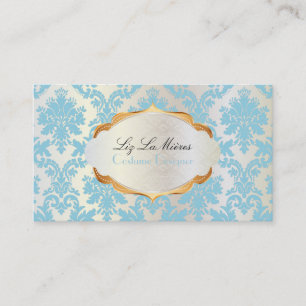 Cartão De Visita Damasco/azul-céu de Paloma do la do vintage de