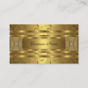 Cartão De Visita Damasco Dourado Jóia Floral Preta Elegante Clássic