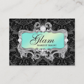 Cartão De Visita Damasco louco Glam do preto do Aqua 311