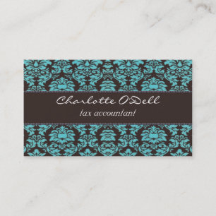 Cartão De Visita damasco; marrom azul