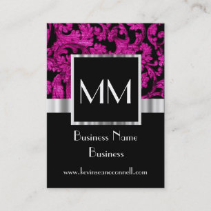 Cartão De Visita Damasco monogrammed magenta