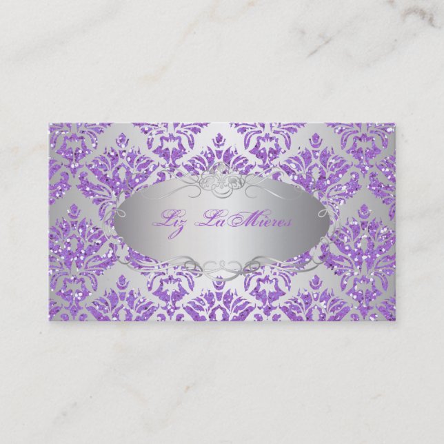 Cartão De Visita Damasco PixDezines sabine/brilho faux (Frente)