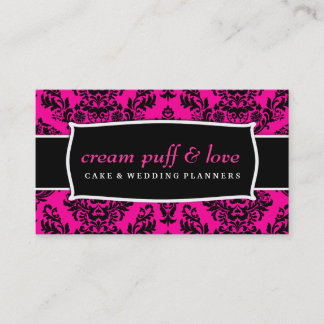 Cartão De Visita Damasco preto do sopro 311 de creme & do rosa