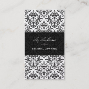 Cartão De Visita Damasco preto do vintage de PixDezines Céline