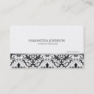 Cartão De Visita Damasco preto & Dourado moderno & elegante do