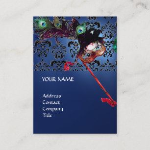 Cartão De Visita Damasco preto-e-branco da FESTA mascarada