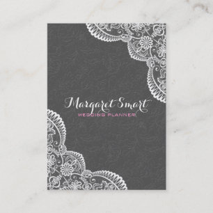 Cartão De Visita Damascos De Cinza Embrionados E Lace De Vintagem B