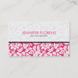 Cartão De Visita Damascos florais brancos cor-de-rosa elegantes