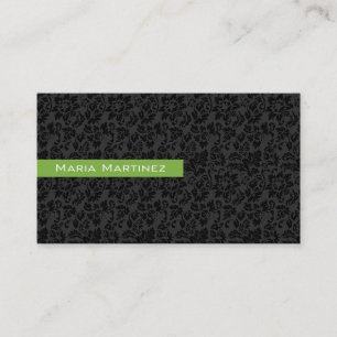 Cartão De Visita Damascos Florais De Vintage Preto E Branco Simples