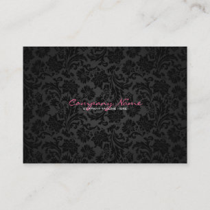 Cartão De Visita Damascos Florais de Vintagem Branca e Preta