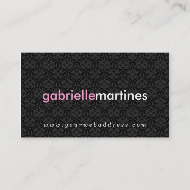 Cartão De Visita Damascos Florais Elegantes Pretos e Brancos (Frente)