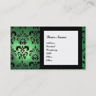 Cartão De Visita DAMASK GEM STONE MONOGRAMA verde