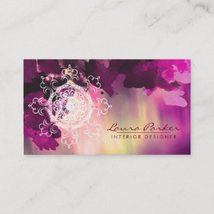 Cartão De Visita Damask Mandala Abstrato Watercolor Artist Vintage