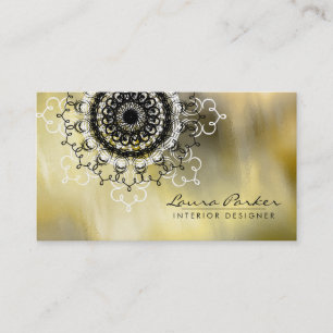 Cartão De Visita Damask Mandala Watercolor Artista Elegante Vintage