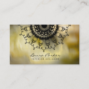 Cartão De Visita Damask Mandala Watercolor Artista Elegante Vintage