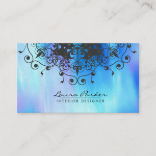 Cartão De Visita Damask Mandala Watercolor Artista Elegante Vintage