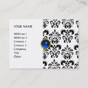 Cartão De Visita DAMASK MON RUBY cinza azul brilhante