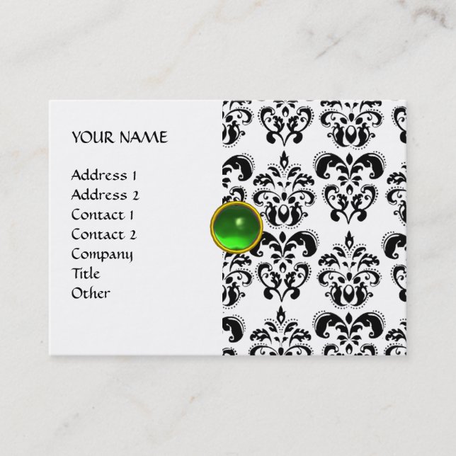 Cartão De Visita DAMASK MON RUBY, cinza verde brilhante (Frente)
