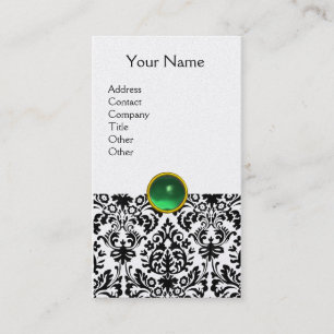 Cartão De Visita DAMASK MONOGRAM esmeralda dourado