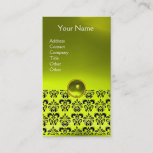 Cartão De Visita DAMASK MONOGRAM gema amarelo