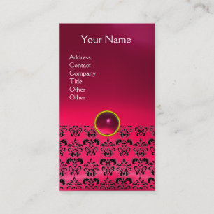 Cartão De Visita DAMASK MONOGRAM gema rosa rubi
